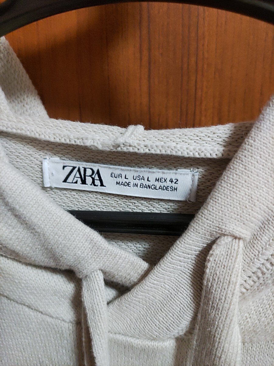 ZARA　MAN 　ザラ　メンズ　プルオーバー　パーカー　サイズL　ベージュ　春服_画像2