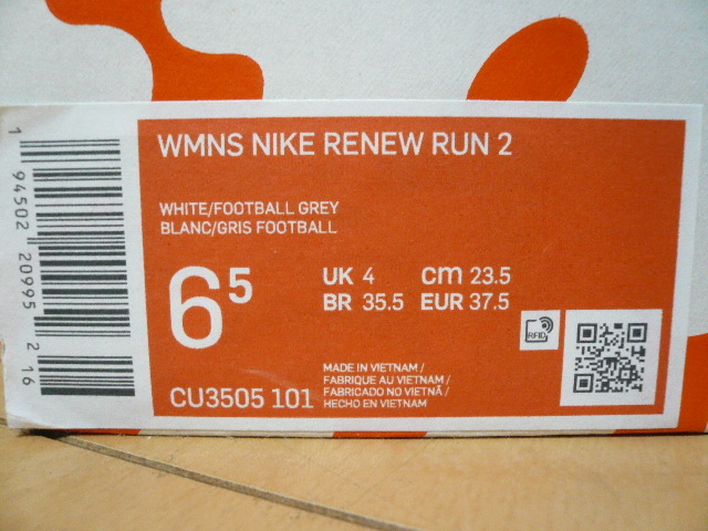未使用! NIKE ナイキ WMNS NIKE RENEW RUN2 リニュー ラン2 CU3505-101 ライトグレー×ピンク 23.5cmの画像10