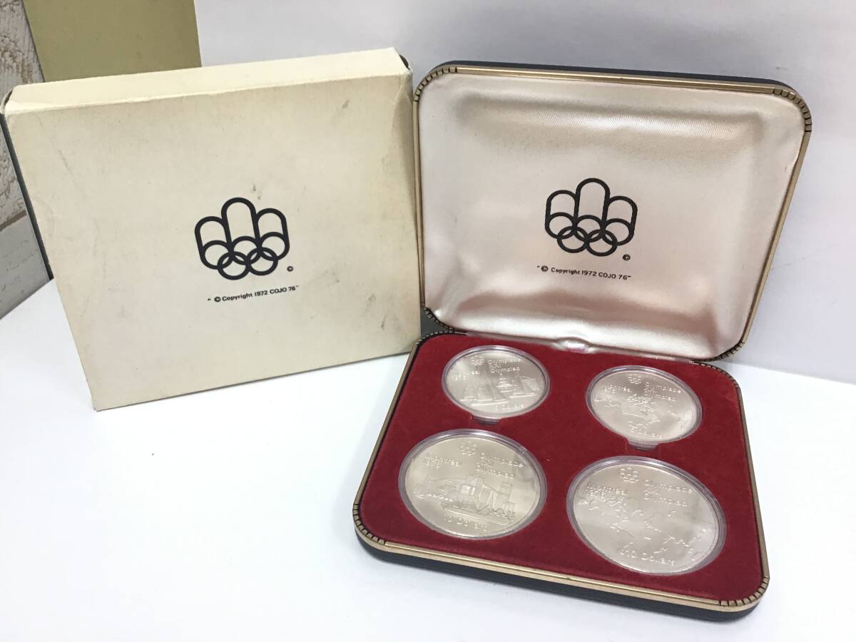 2938■CANADA Montreal モントリオールオリンピック 1976年 記念コイン 銀貨4枚セット ケース付_画像1