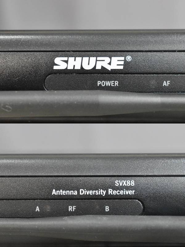 ◇p1093 中古品 SHURE シュアー デュアルチャネルダイバーシティ受信機 SVX88 ボディパック送信機 SVX1 JB1_画像6