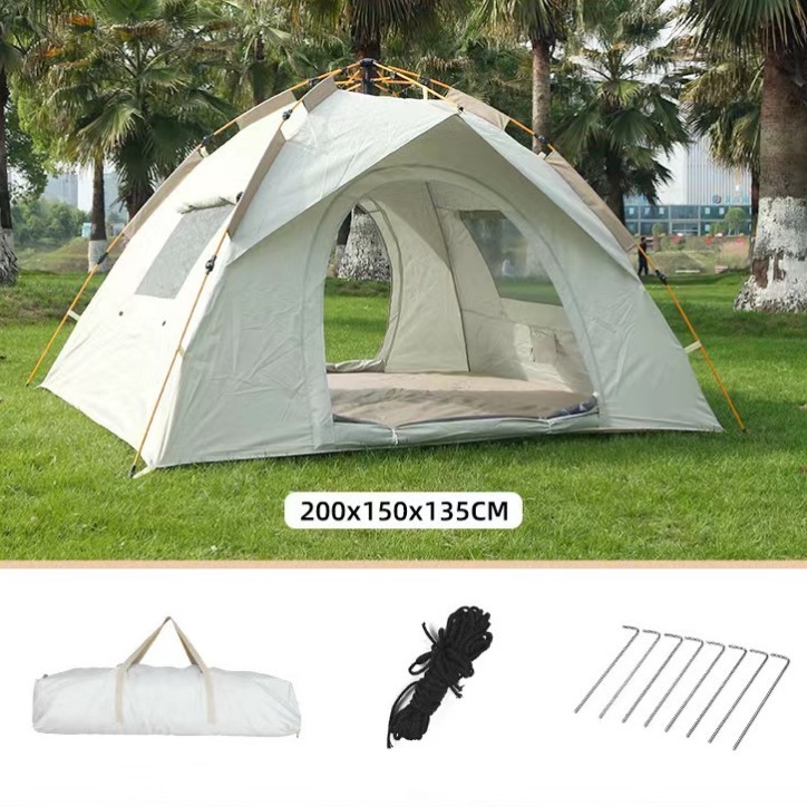 テント ワンタッチテント ワンタッチ式 キャンプ 簡単設営 窓口あり メッシュ付き 210D 二重防水 防風 UVカット UPF50+ 2~4人用テントの画像1