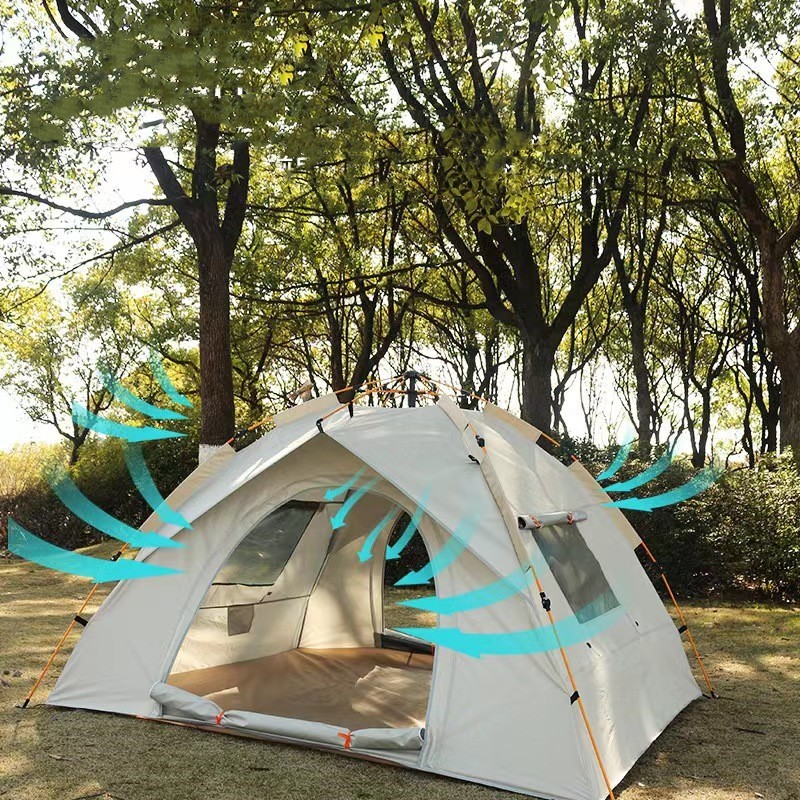 テント ワンタッチテント ワンタッチ式 キャンプ 簡単設営 窓口あり メッシュ付き 210D 二重防水 防風 UVカット UPF50+ 2~4人用テントの画像4