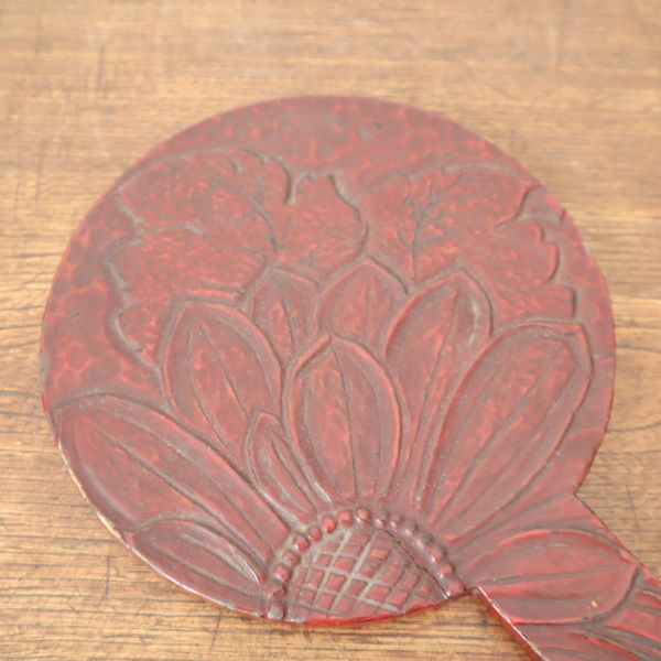 fb60592 Vintage hand-mirror sickle . carving total length approximately 27cm flower old tool retro peace miscellaneous goods 