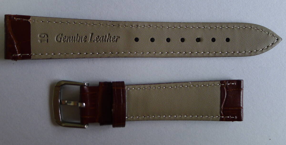 ◆腕時計用革ベルト（革バンド） 茶色型押し19mm×16mm 未使用美品◆_画像2