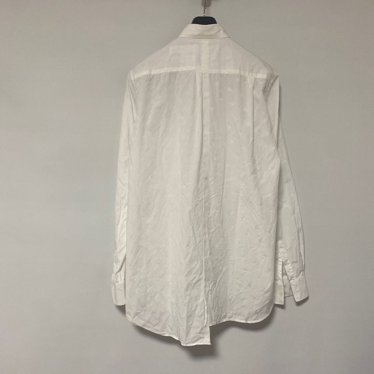 美品 90 年代 COMME des GARCONS SHIRT アシンメトリー ほつれ 加工 ドット ホワイト シャツ M コムデギャルソン アーカイブ