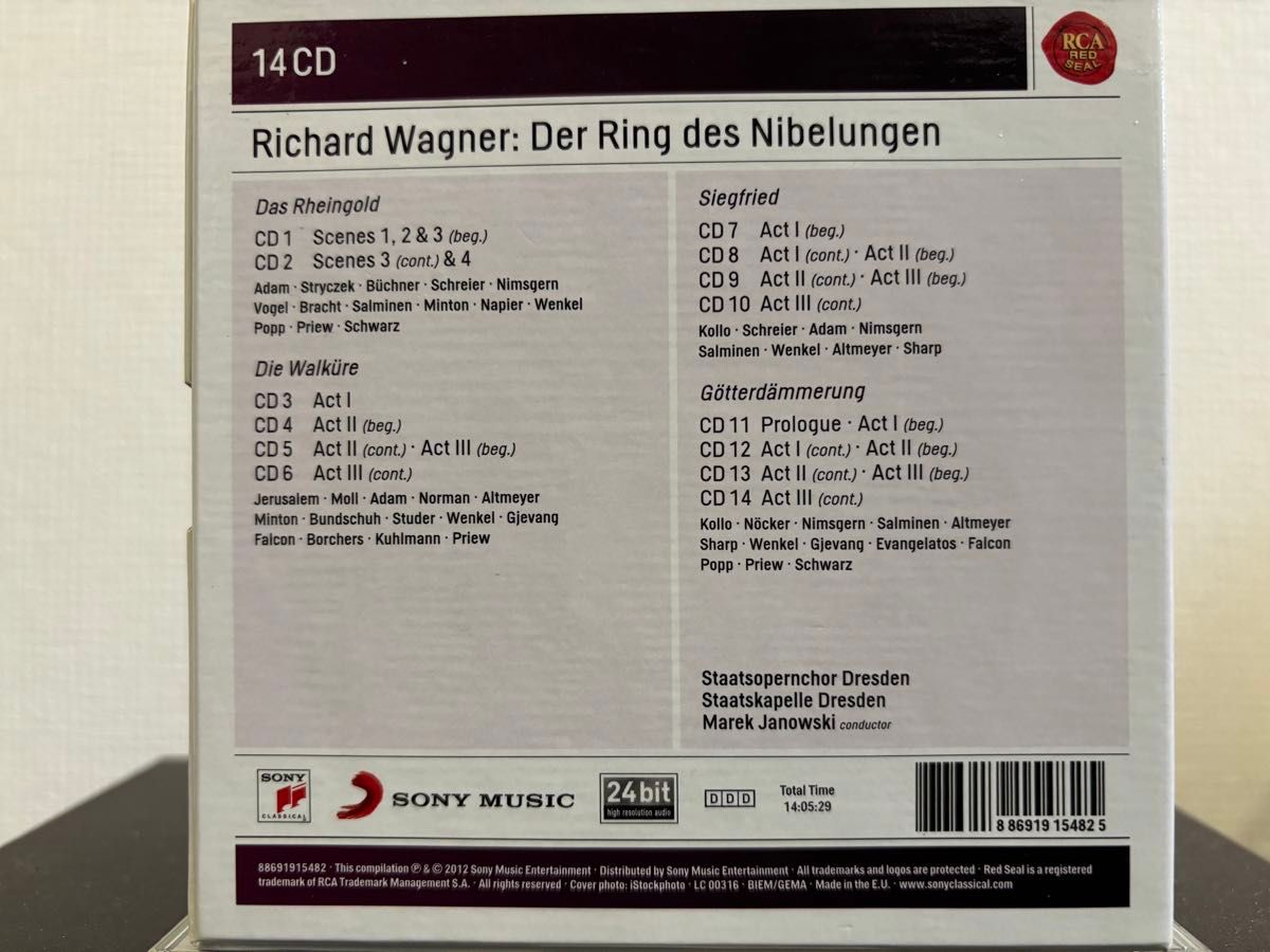 ワーグナー　楽劇ニーベルングの指環全曲　ヤノフスキー指揮　ドレスデンシュターツカペレ　14CD