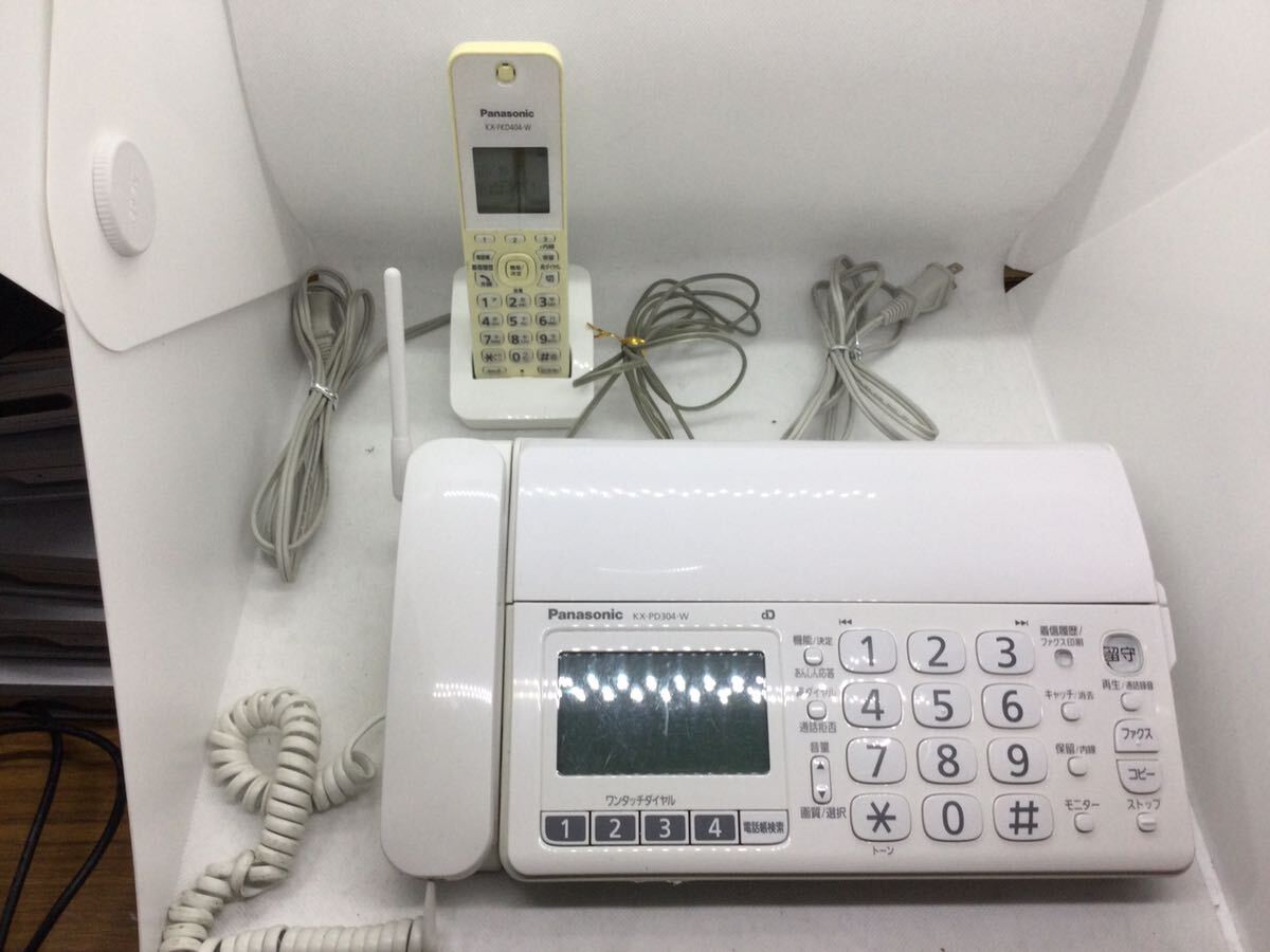 Panasonic 電話機 KX-PD304-W 親機　子機1台　電話線あり　パナソニック FAX コピー通電確認済_画像1