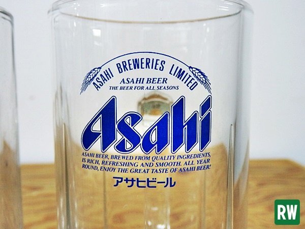  Asahi beer jug 3 point set sun Logo super dry blue label black label old Logo beer mug middle jug [3]