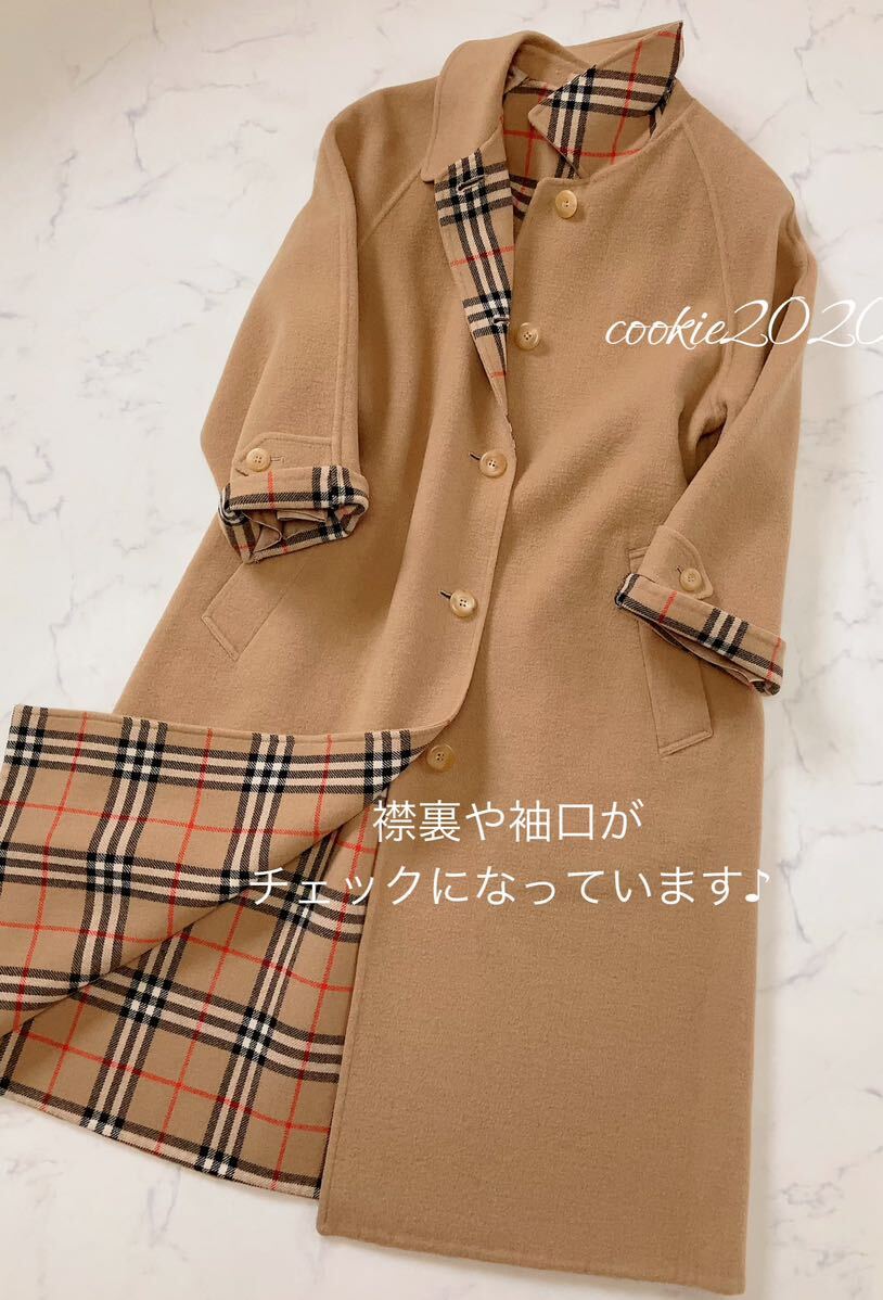 高級【気品溢れる★カシミヤウールコート】BURBERRY、バーバリー、美ライン、人気デザイン、ノバチェック_画像3