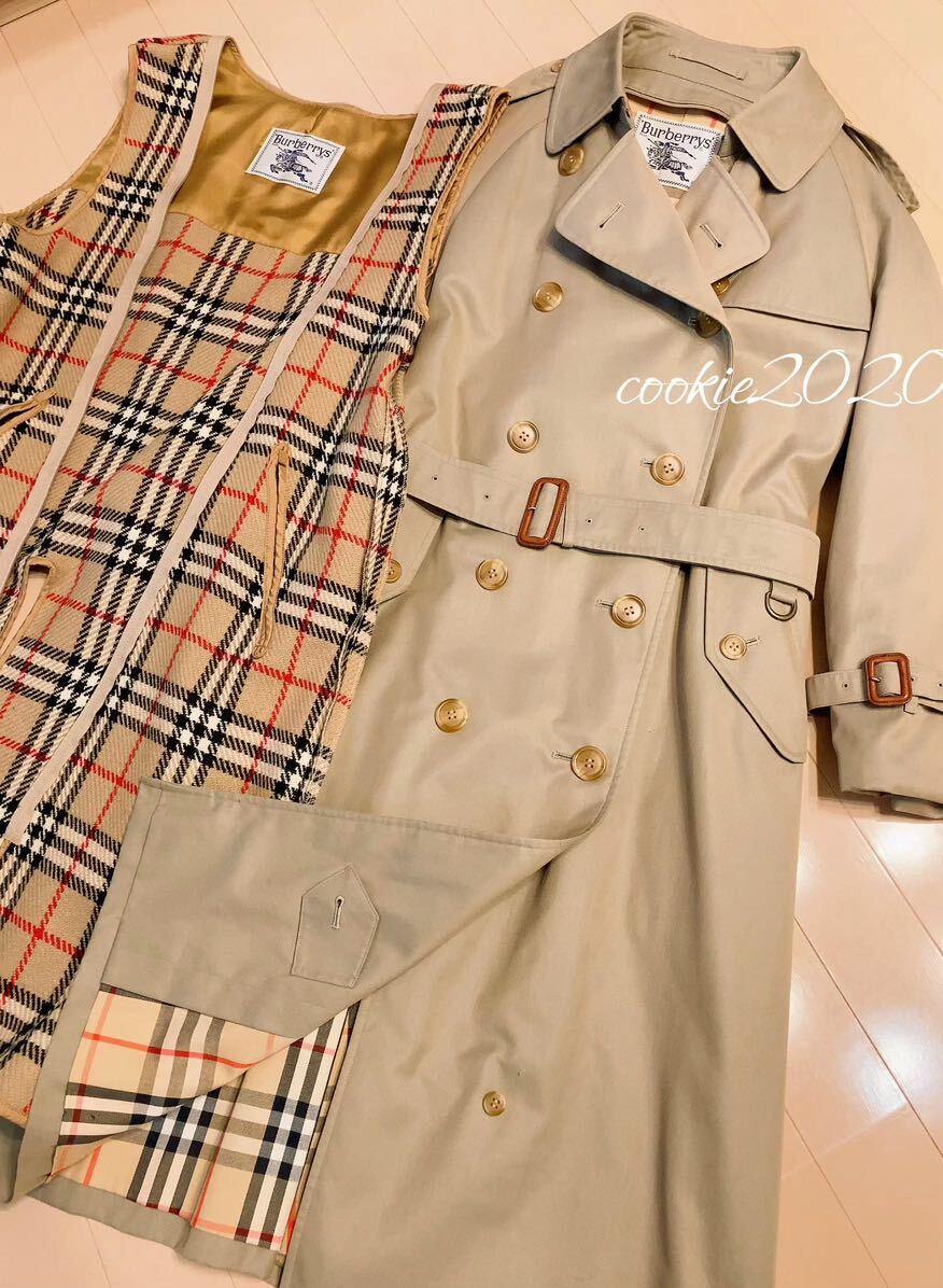 高級【人気★ライナー付きトレンチコート】BURBERRY、バーバリー、大きいサイズ、気品溢れる1着、美ライン、春に活躍、ノバチェック_画像1