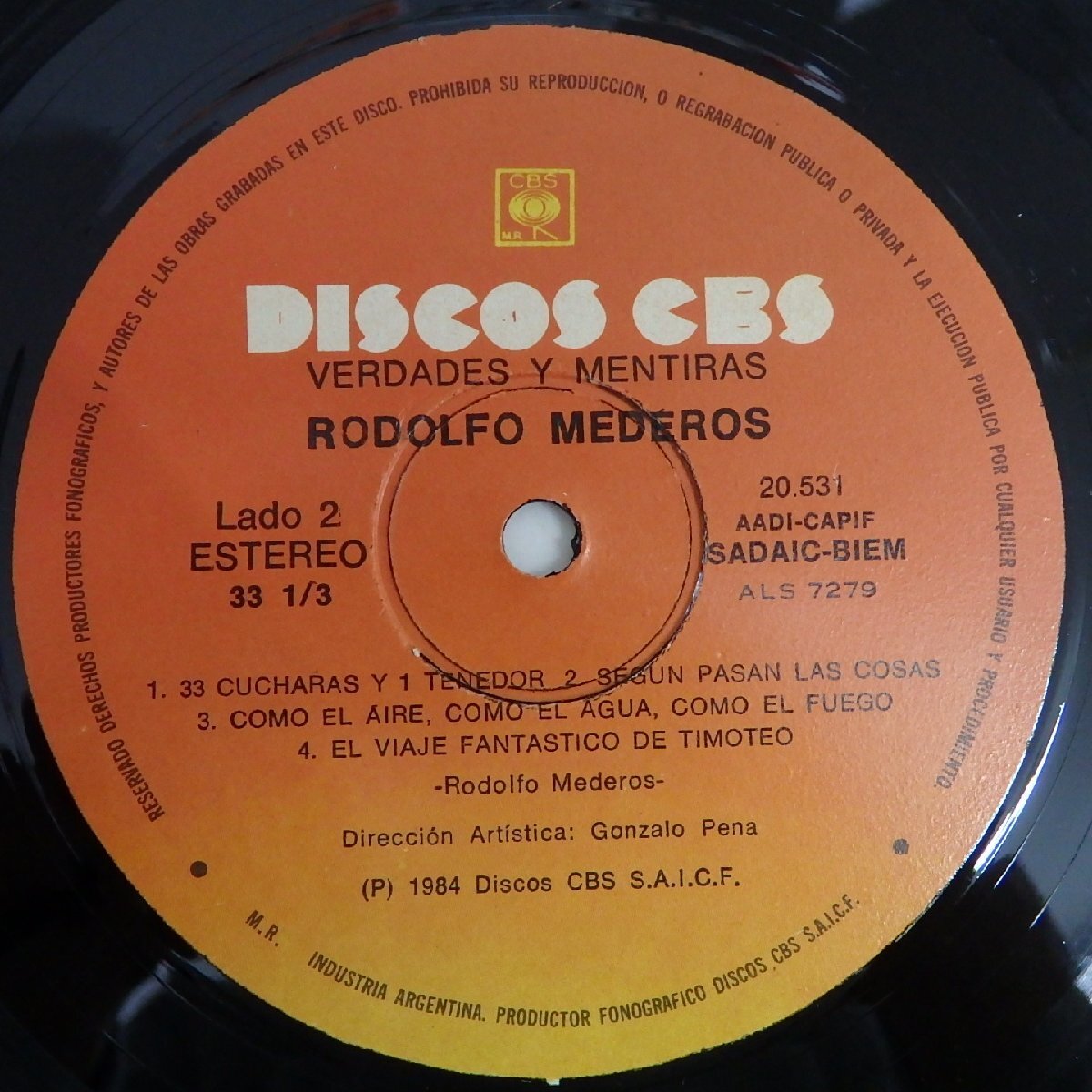 LPレコード　rodolfo mederos vardades y mentiras 20.531 アルゼンチン_画像4