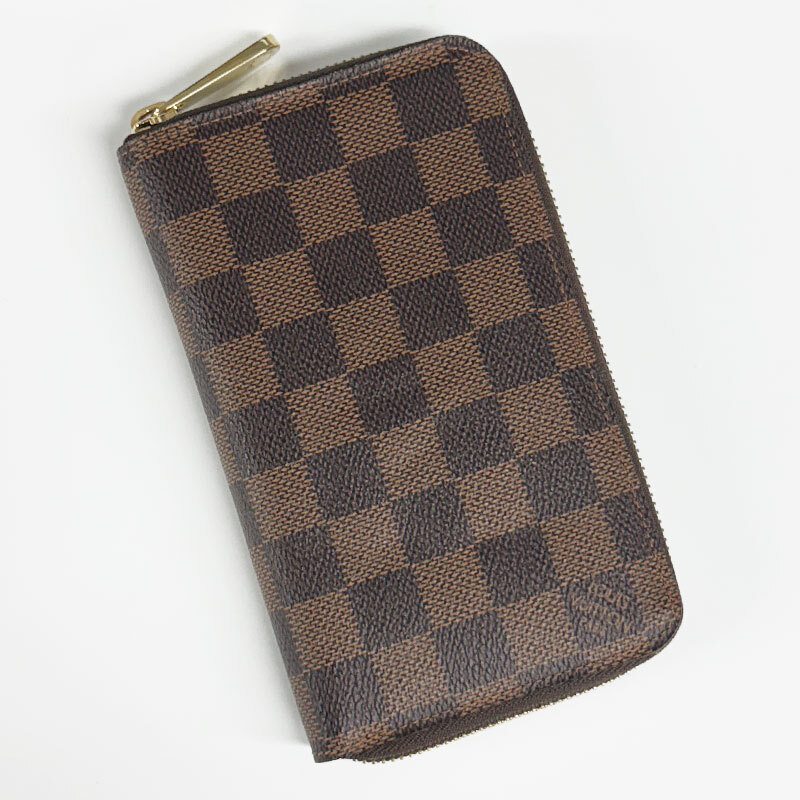 【HS314】中古　LOUIS VUITTON ルイヴィトン　ジッピー コンパクト ウォレット　財布　N60028　フランス製　ブラウン　ダミエ_画像2