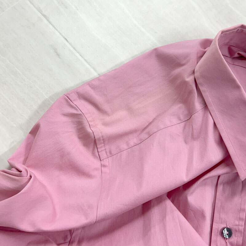 【HS316】中古　DOLCE&GABBANA ドルガバ　スリムフィット　カッターシャツ　ワイシャツ　カフス ロゴ刺繍　イタリア製　ピンク　メンズ 40_画像7
