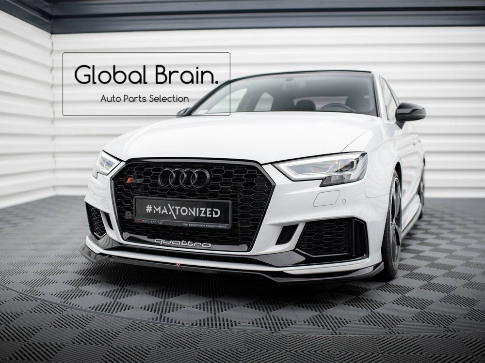 アウディ RS3 8V 後期 セダン フロント リップ スポイラー V5/ フロント スプリッター エプロン バンパー ディフューザー_画像1