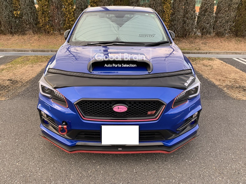 ロゴ有 即納 スバル レヴォーグ STI スポーツ フードブラ ノーズ ボンネット カバー/ フロント バンパー エンド マスク カバー バグ トリム_画像1