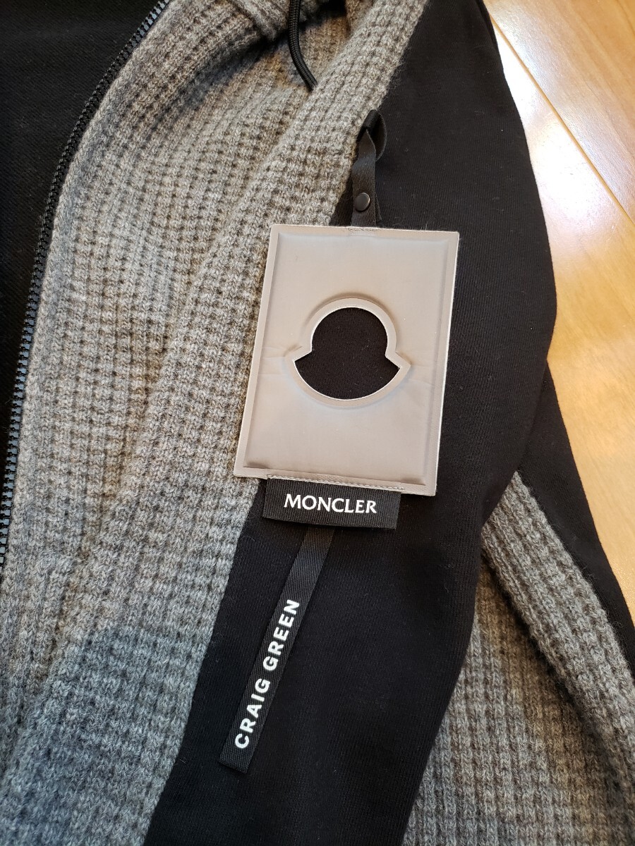 【極美品】モンクレール MONCLER ジップアップパーカー グレー×ブラック Lの画像7