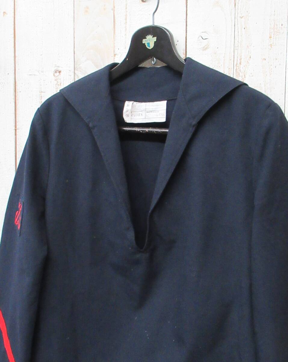 VINTAGE EURO old clothes Europe old clothes *MN Marine Nationale France navy * sailor shirt wool series navy anchor Mark actual place buying attaching 