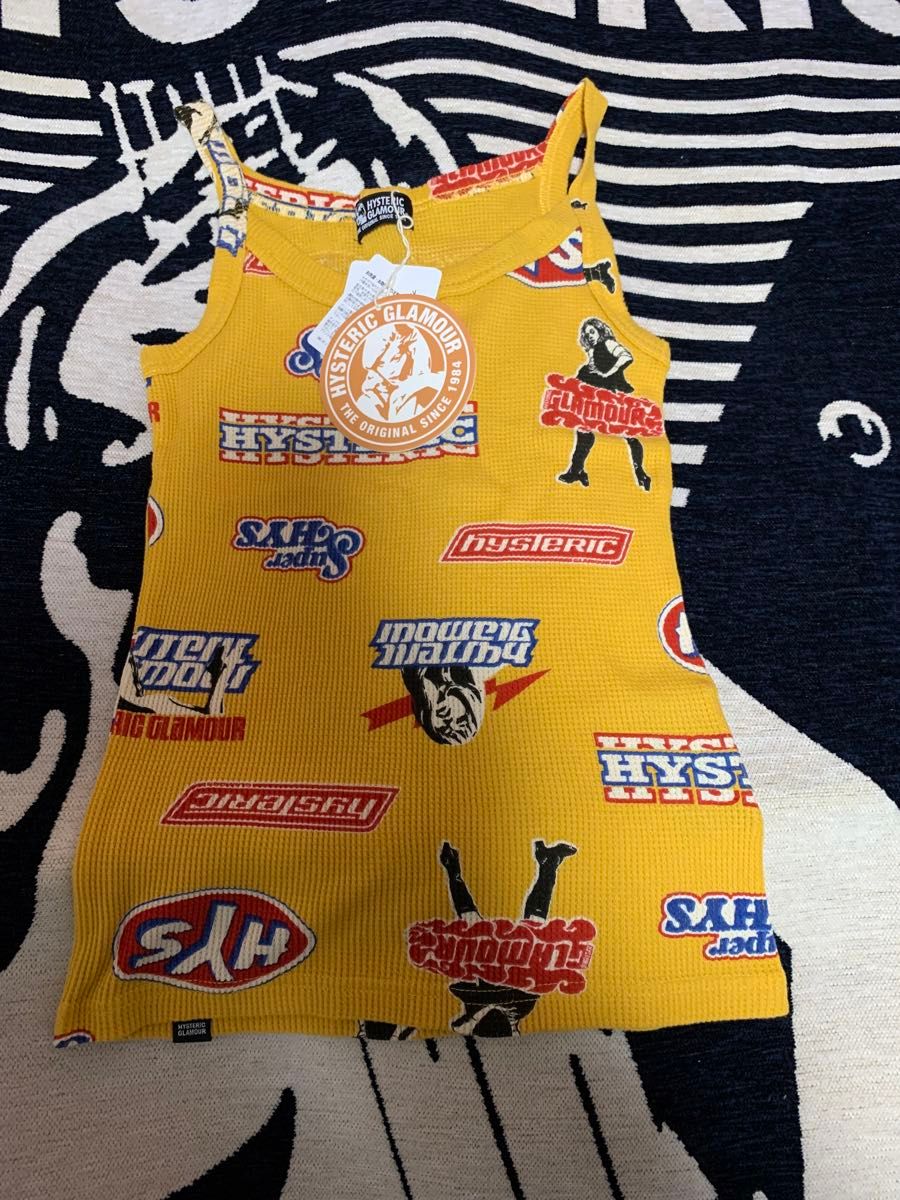 タグ付き ヒステリックグラマー 総柄タンクトップ イエロー系 タグ付き ヒステリックグラマー 総柄タンクトップ イエロー系