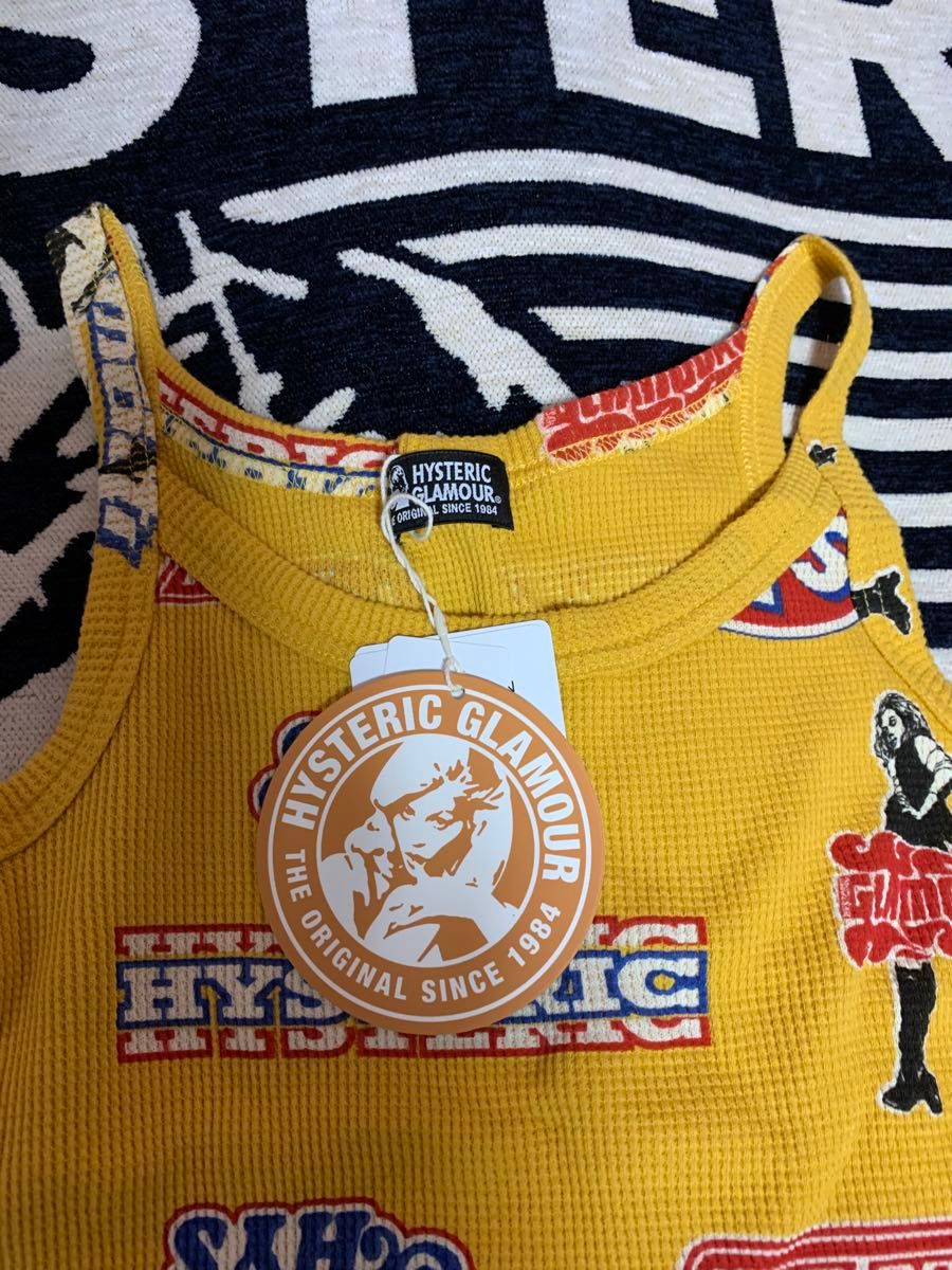 タグ付き ヒステリックグラマー 総柄タンクトップ イエロー系 タグ付き ヒステリックグラマー 総柄タンクトップ イエロー系