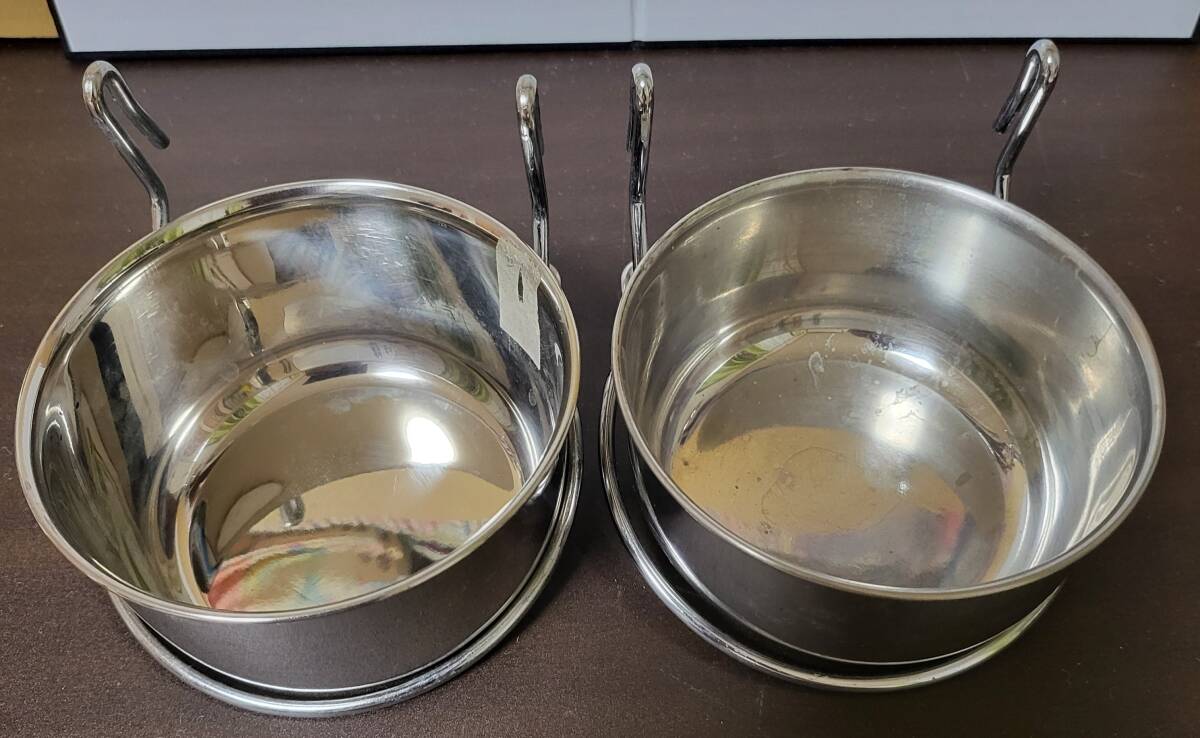 [ dead stock new goods pet accessories * large discharge *ma LUKA n* small animals for stainless steel * feeder *2 piece set * feed inserting, water inserting * bird, reptiles 