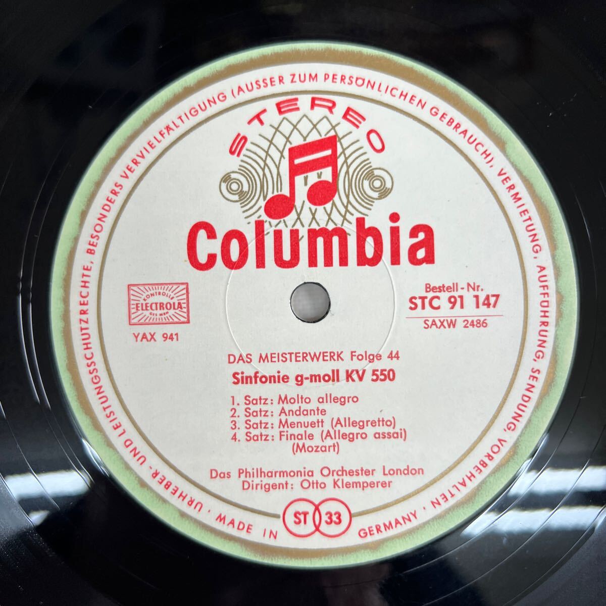 LP 独Columbia STC91 147 クレンペラー　モーツァルト　交響曲40番41番_画像3