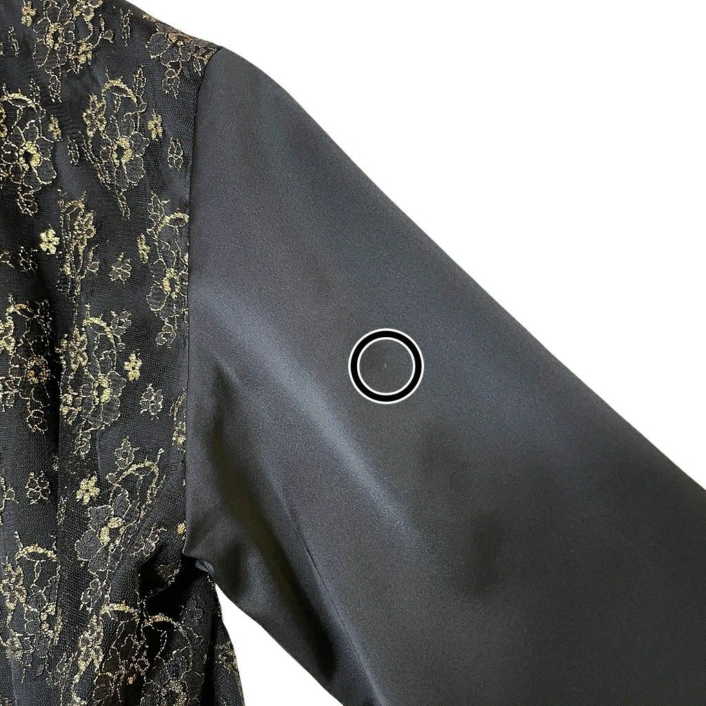 ヴィンテージ 黒×金 花柄 ジャケット レース 金釦 薄手 長袖 日本製 レトロ