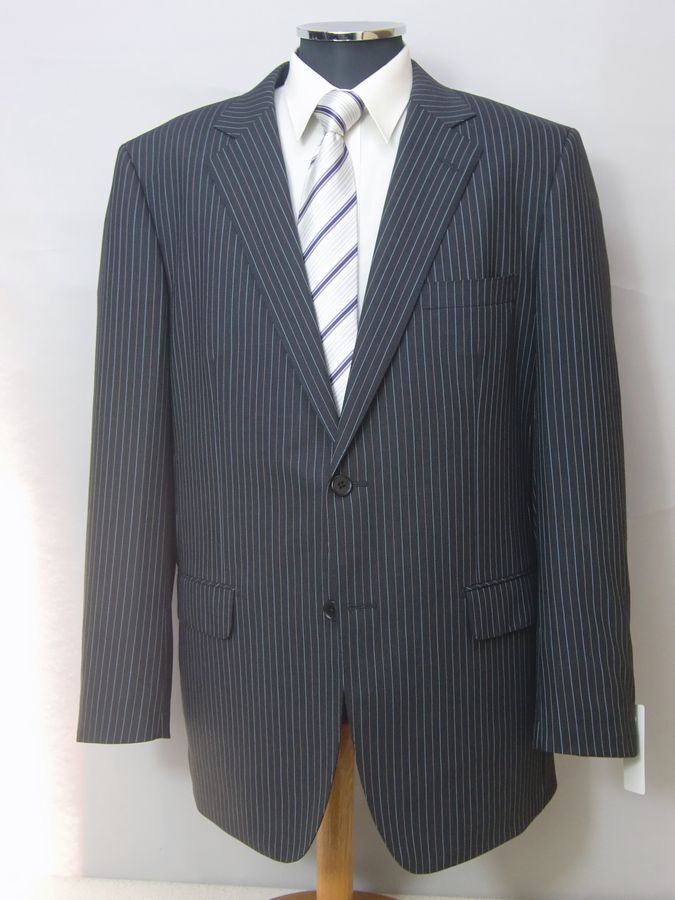 【ビジネス最適スーツ】春夏・2釦2パンツスーツ・AB-7・ハイグレード仕様・濃紺/ストライプ