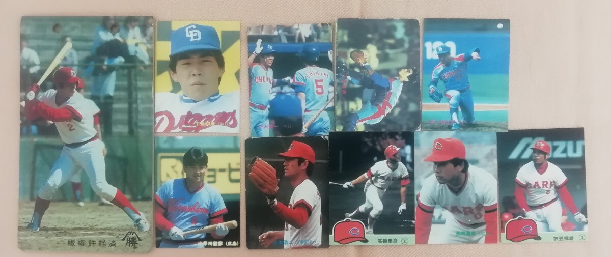 1982年 1984年 1985年 カルビー プロ野球カード 広島  中日 まとめ売り9点 ケースの画像1