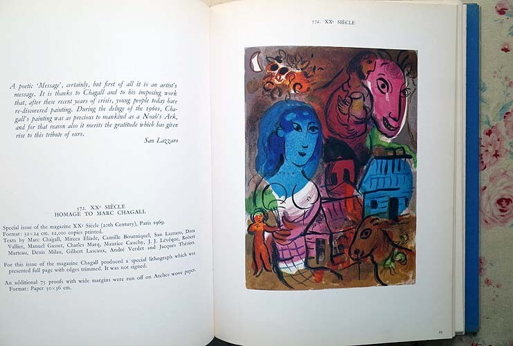 46074/ car girl lithograph complete set of works 4 catalogue raisonne lithograph 2 points 1969-1973 The Lithographs of Chagall 4 Fernand Mourlo woodcut book of paintings in print 