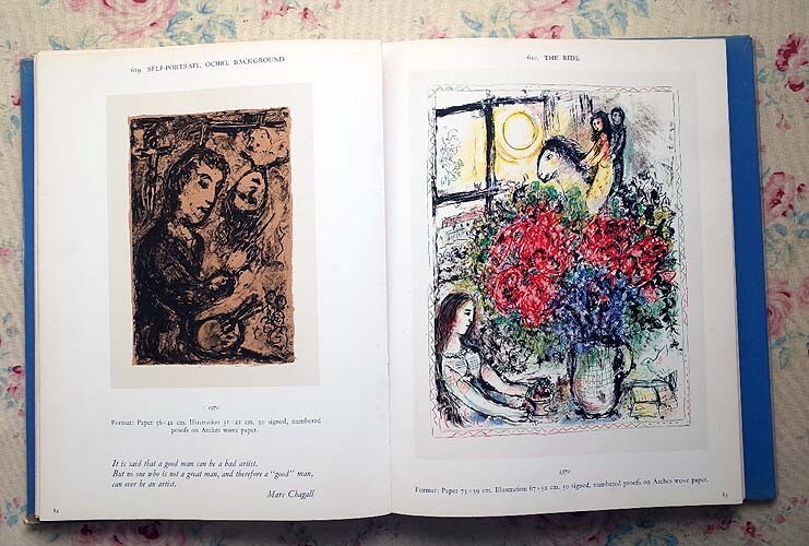 46074/ car girl lithograph complete set of works 4 catalogue raisonne lithograph 2 points 1969-1973 The Lithographs of Chagall 4 Fernand Mourlo woodcut book of paintings in print 