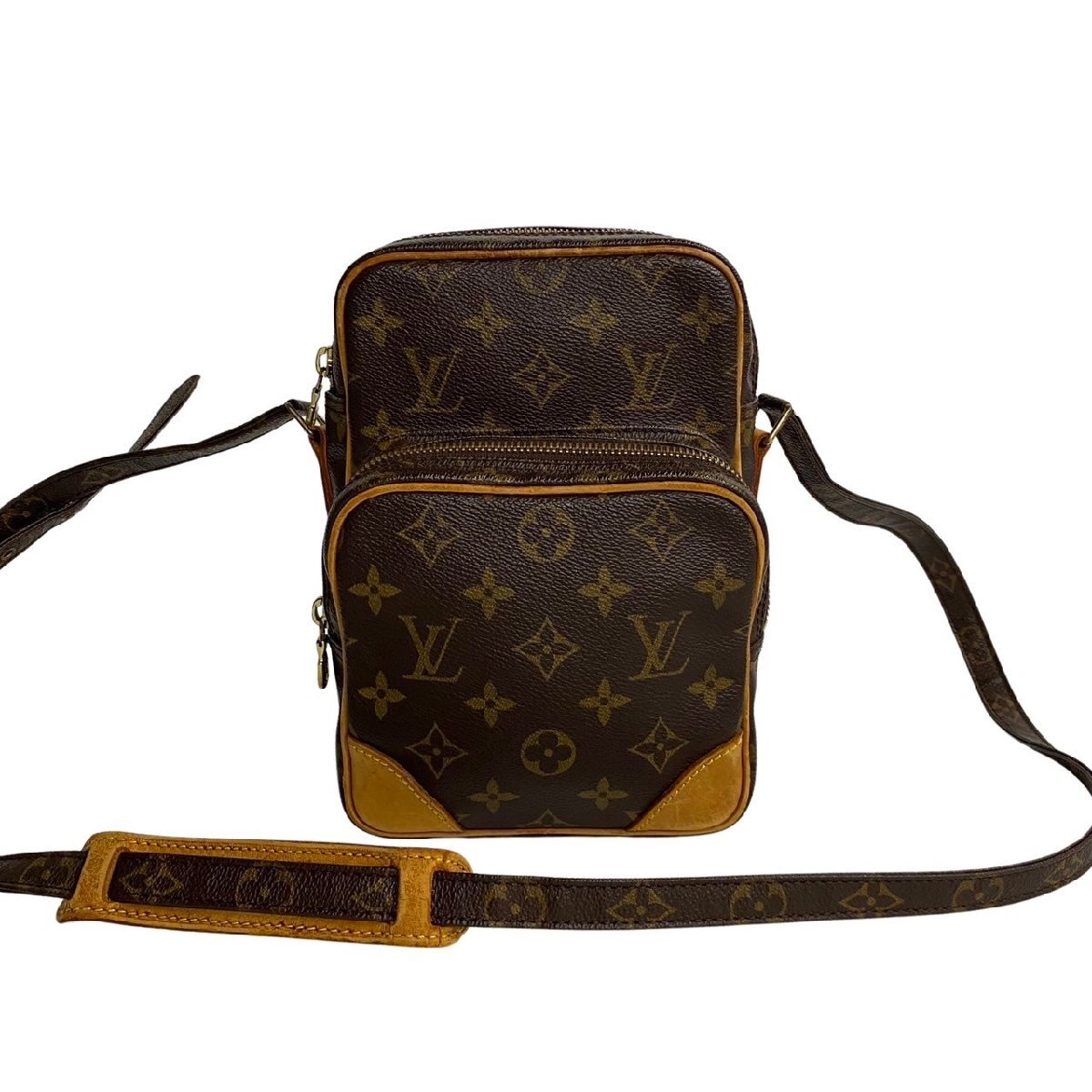 極 美品 LOUIS VUITTON ルイヴィトン ヴィンテージ アマゾン モノグラム レザー 本革 ミニ ショルダーバッグ サコッシュ ブラウン 98003_画像1