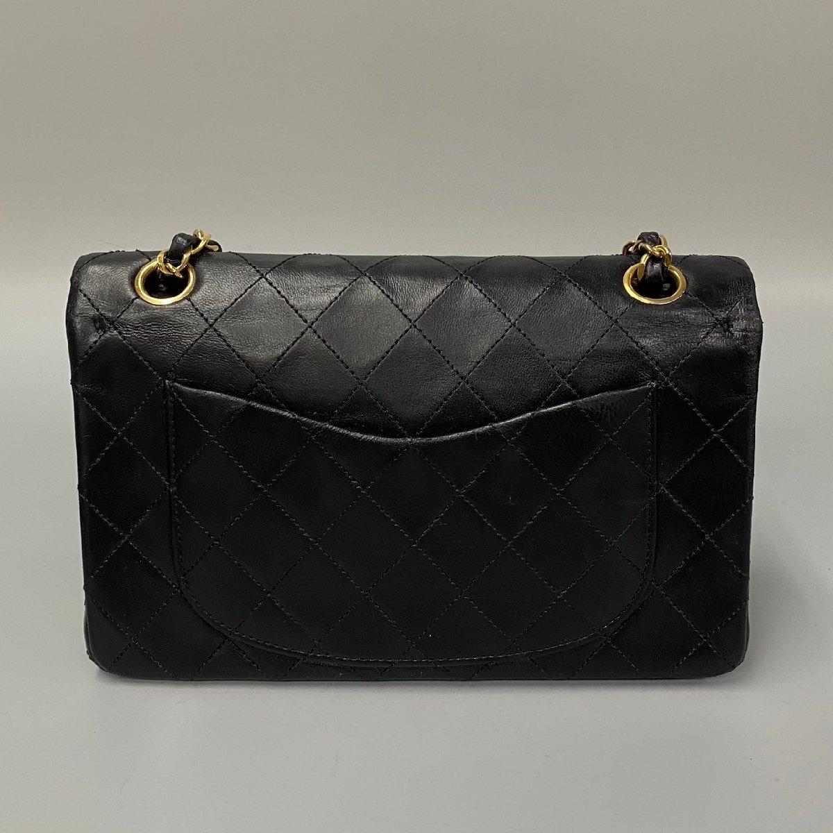 1円 美品 シール有 0番台 CHANEL シャネル ダブルフラップ マトラッセ 23cm ラムスキン 2way ショルダーバッグ ブラック 17672の画像4