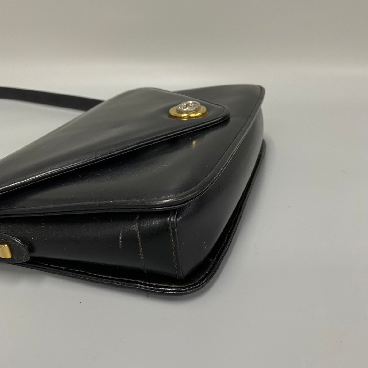 1円 美品 レア GUCCI オールドグッチ GG ロゴ 金具 カーフレザー 2way ミニ ショルダーバッグ ハンドバッグ ブラック 黒 6mnk154-7_画像6