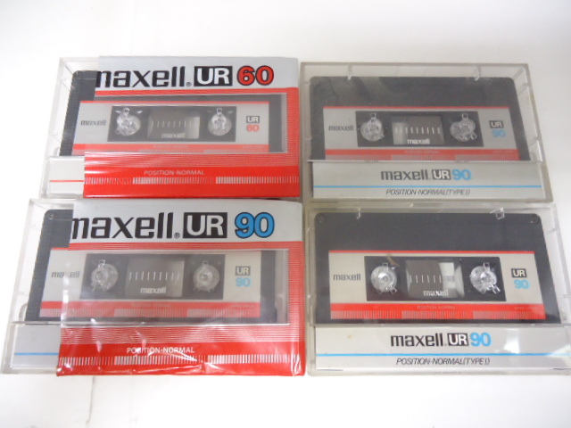 レトロ カセットテープ マクセル MAXELL UR60 UR90 ×３ カセットテープ ４本 中古 セット_画像1