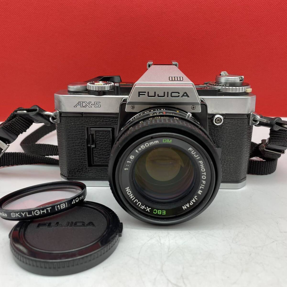 □ FUJIFILM FUJICA AX-5 ボディ 一眼レフカメラ フィルムカメラ EBC X-FUJINON F1.6 50mm DM レンズ 動作確認済 フジカ 富士フィルム_画像1