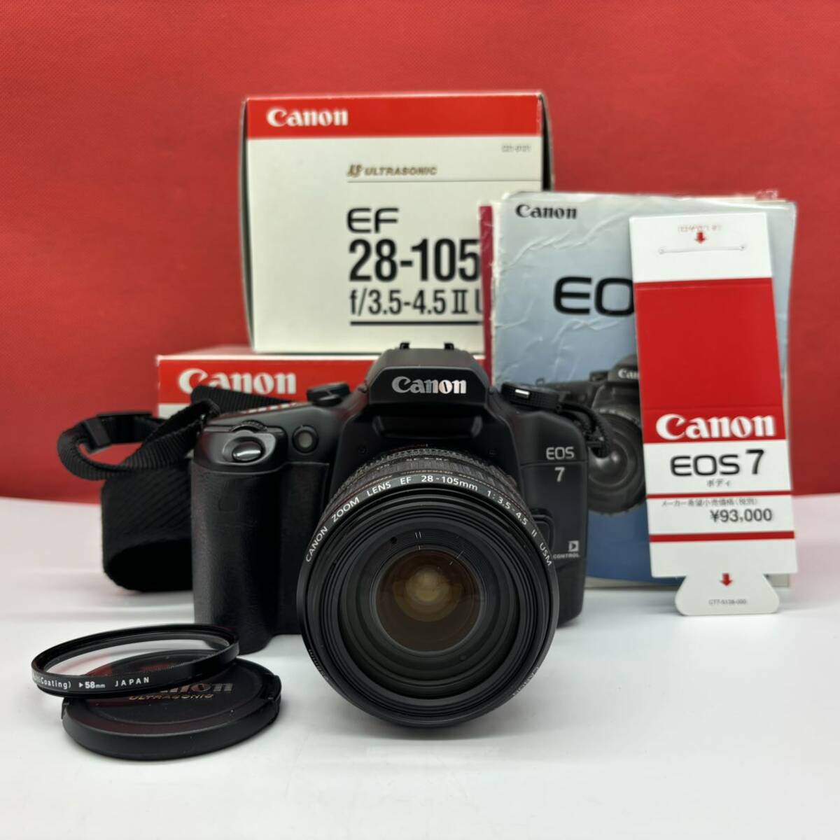 ◆ Canon EOS7 フィルムカメラ 一眼レフカメラ ボディ ZOOM LENS EF 28-105mm F3.5-4.5 Ⅱ USM レンズ シャッター、フラッシュOK キャノン_画像1