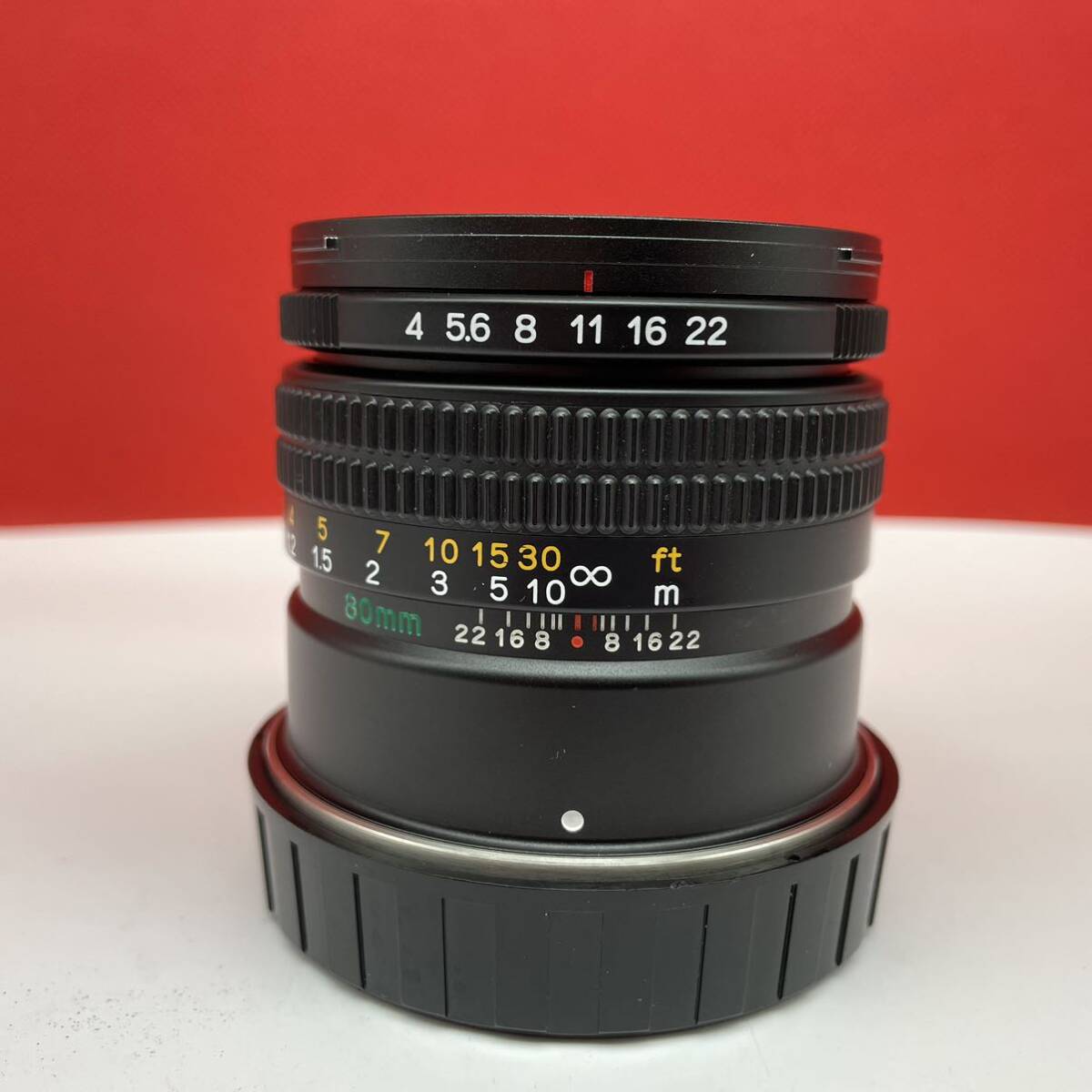 □ 防湿庫保管品 Mamiya N4/80L F4 80mm L カメラレンズ 単焦点 動作未確認 レンズフード マミヤ_画像2