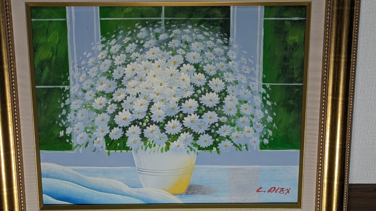  beautiful goods C.ALEX. work oil painting .F6 number still-life picture white flower Allex 274