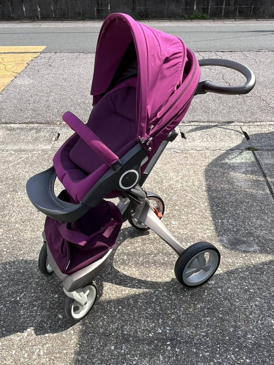 ★STOKKE ストッケ エクスプローリー パープル ベビーカー 4輪バギー 北欧 取り外し可能 生後6ヶ月から 傷有り 中古品 管理J701_画像1