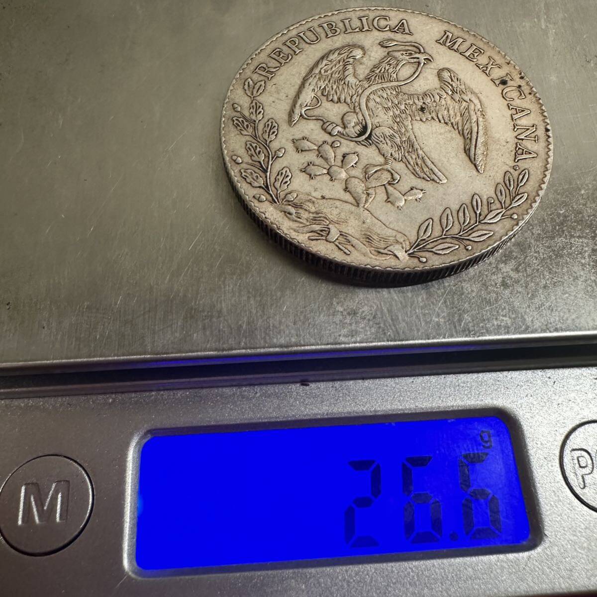 古錢 メキシコ 1875年  コイン 003 大型銀貨 貿易銀 重さ26.6gの画像7