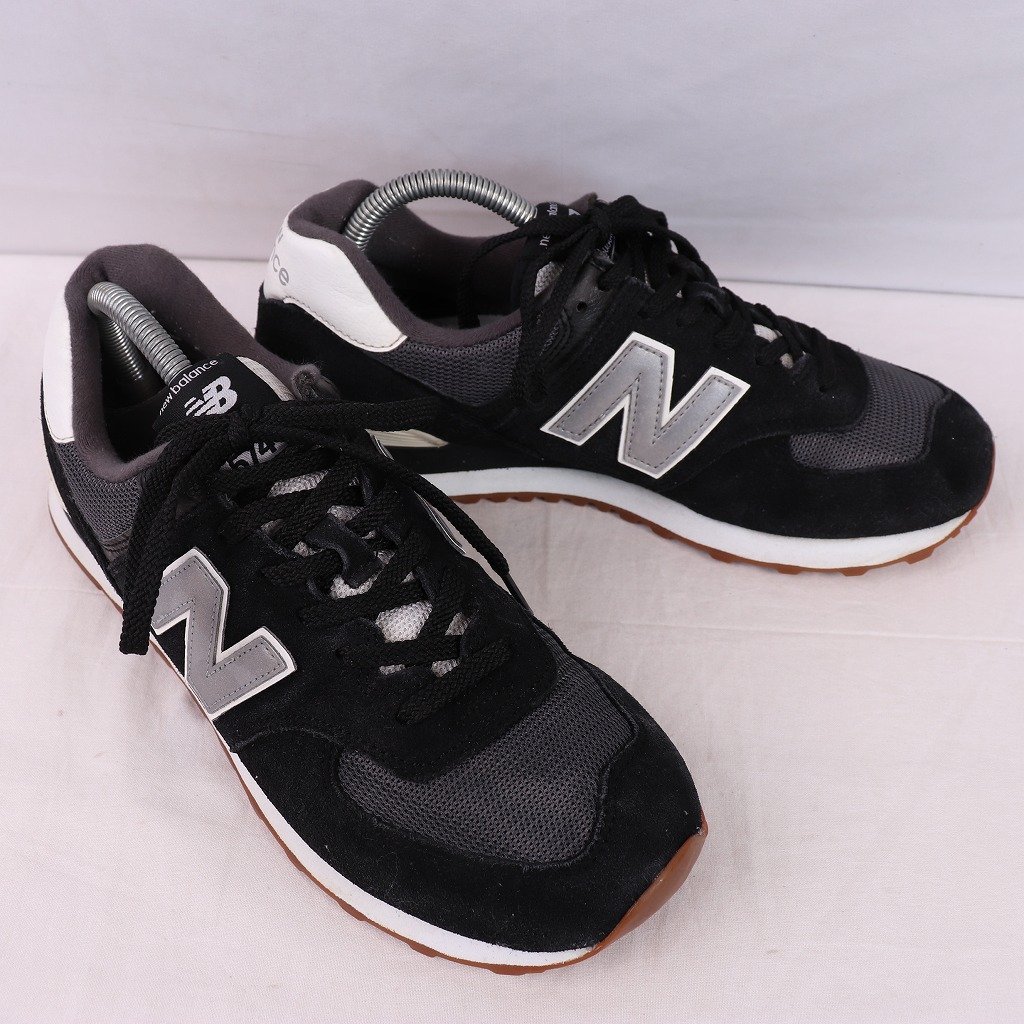 574 ニューバランス 26.5cm/new balance 黒 ブラック 銀 シルバー 白 ホワイト 中古 古着 メンズ スニーカー yy2944の画像6