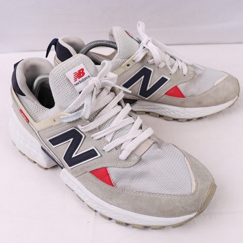 574 ニューバランス 27.5cm/new balance ライトグレー 紺 白 赤 中古 古着 スニーカー メンズ yy8961_画像6