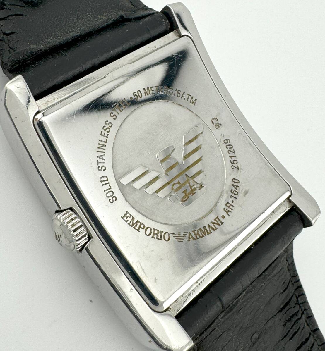 [ Emporio Armani 1 иен ~] *EMPORIOARMANI* квадратное черный циферблат наручные часы кварц работа мужской L7764