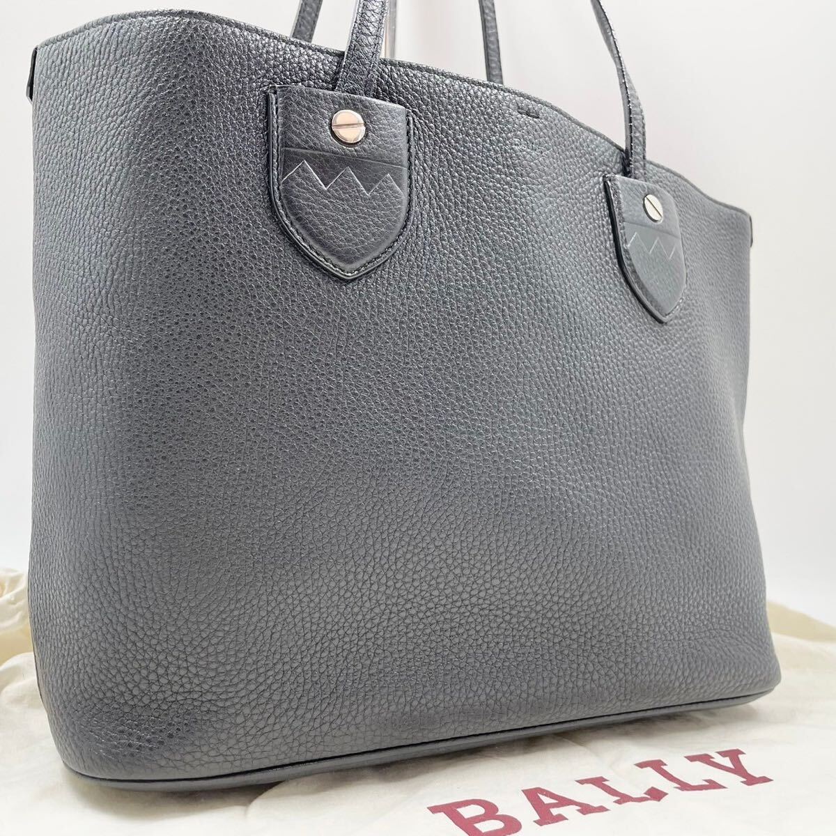 [ не использовался класс близко год модели ]BALLY Bally большая сумка мужской бизнес Logo type вдавлено . кожа натуральная кожа черный A4* PC* плечо .. чёрный цвет 