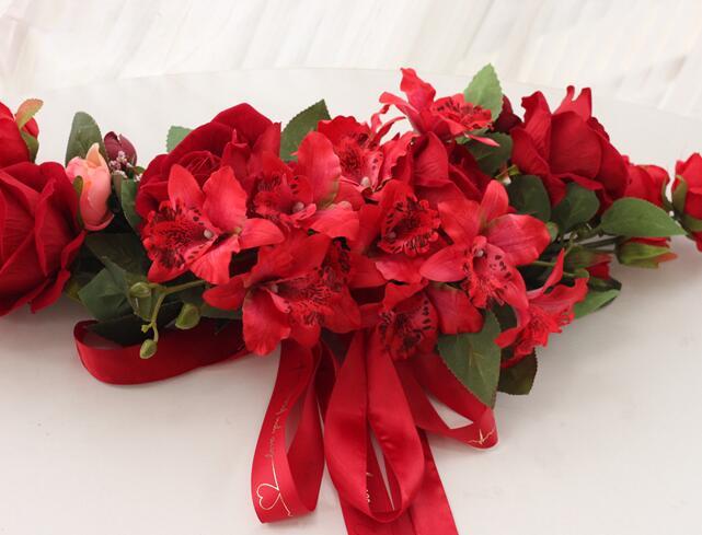  hand made * red rose artificial flower * wall decoration * entranceway lease * ornament * approximately 63cm* art flower *