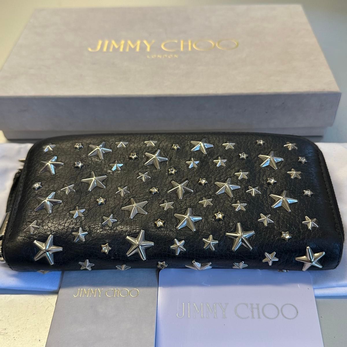 新品同様！ ジミーチュウ JIMMY CHOO 財布 長財布 フィリパ スタースタッズ ラウンドファスナー