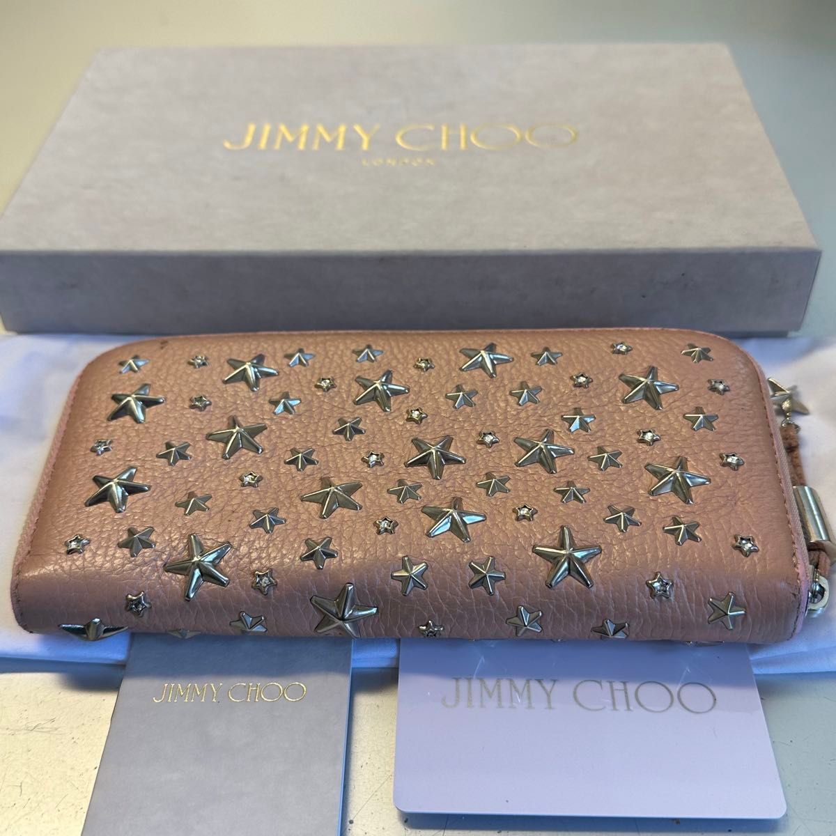 新品同様！ ジミーチュウ JIMMY CHOO 財布 長財布 スタースタッズ ラウンドファスナー