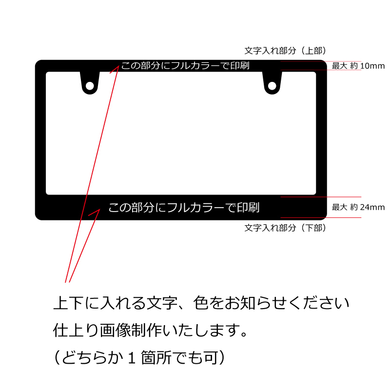 ナンバーフレーム　2枚セットでお得！　お好きな内容で文字入れ、あなただけのオリジナル！!_画像2