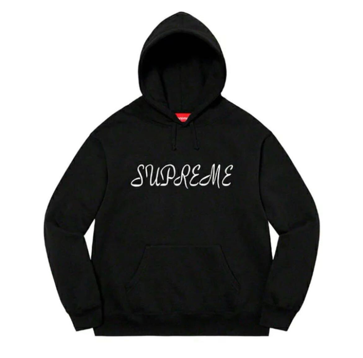 未使用級　Supreme シュプリーム　2023SS Script Hooded Sweatshirt スクリプトフード　スウェット　パーカー　ブラック 黒 ロゴ 刺繍