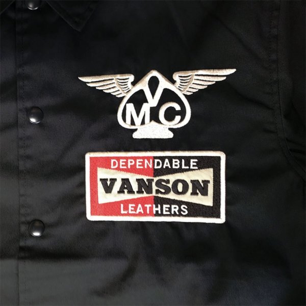 送料0 VANSON バンソン ポリコットン コーチジャケット VANSON MOTORCYCLE CUSTOM COACH JACKET (883V339) XXLサイズ バイカー バイク乗り_画像6